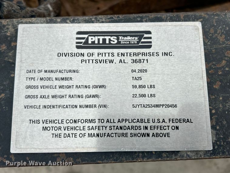 image for item ET3332 2021 Pitts TA25 equipment trailer