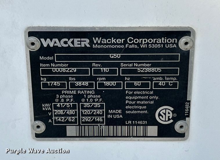 image for item ET3356 Wacker G50 generator