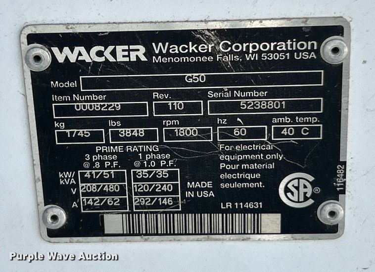 image for item ET3357 Wacker G50 generator