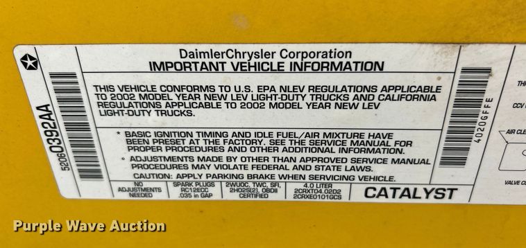 image for item ET3392 2002 Jeep Wrangler Sport SUV