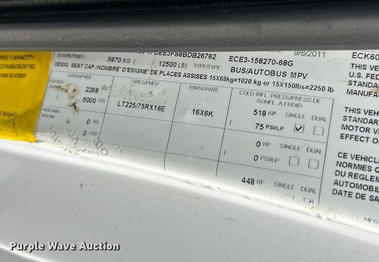 image for item ET3400 2011 Ford E350 Super Duty shuttle bus