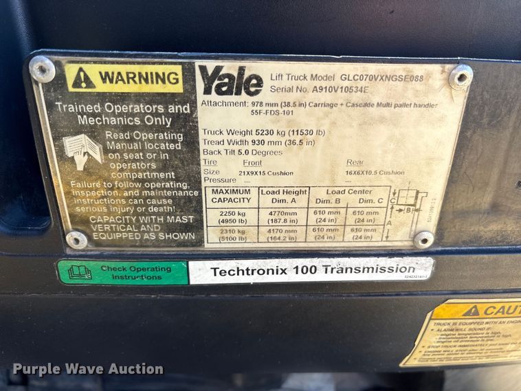 image for item ET7159 2007 Yale GLC070VXNGSE088 forklift