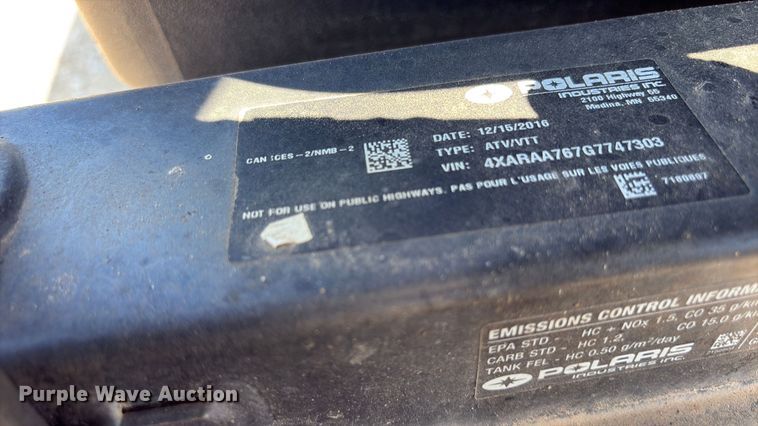 image for item ET7163 2016 Polaris Ranger utility vehicle