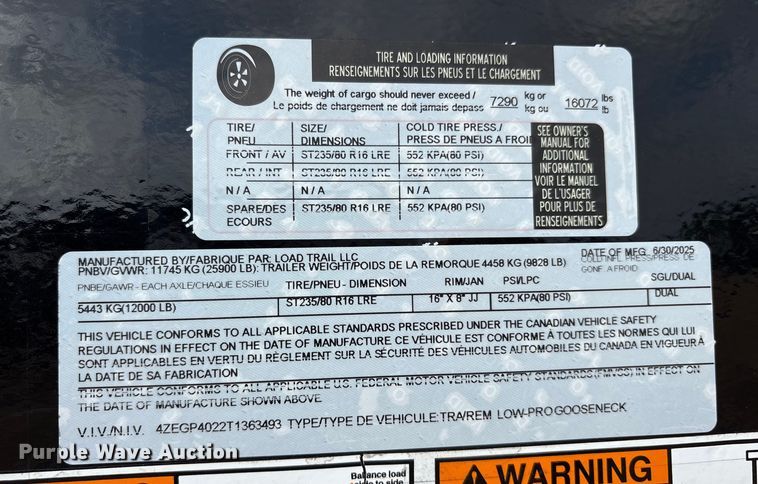 image for item ET7191 2026 Load Trail equipment trailer