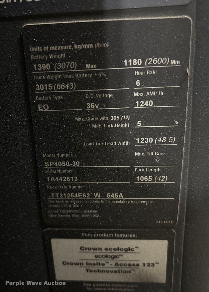 image for item ET8590 2015 Crown SP4050-30 order picker