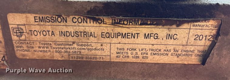 image for item ET8592 2012 Toyota 7FDU60 forklift