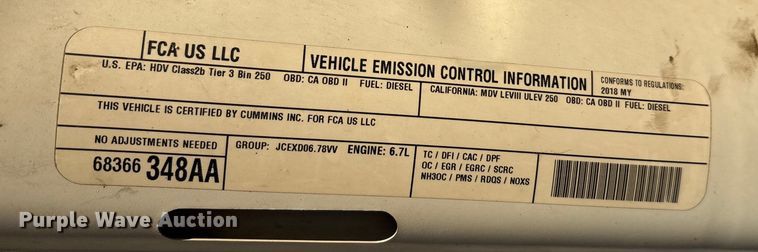 image for item EU0126 2018 RAM 2500 Big Horn  Crew Cab pickup truck