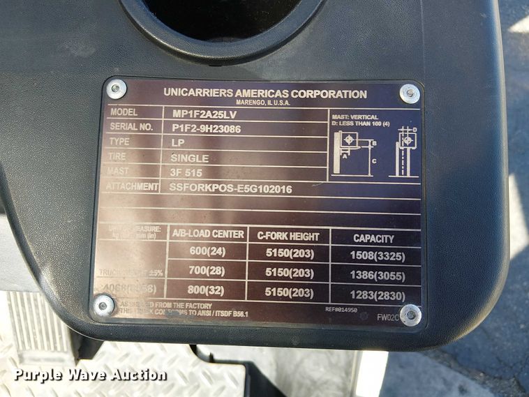 image for item EU2585 2017 UniCarriers PF50 forklift