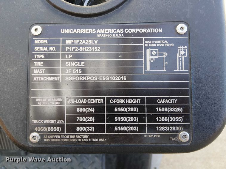 image for item EU2586 2017 UniCarriers PF50 forklift
