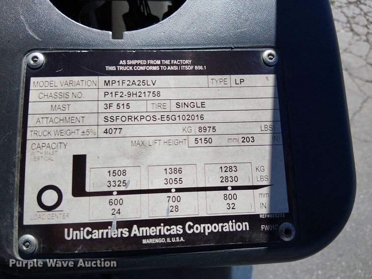 image for item EU2587 2016 UniCarriers PF50 forklift