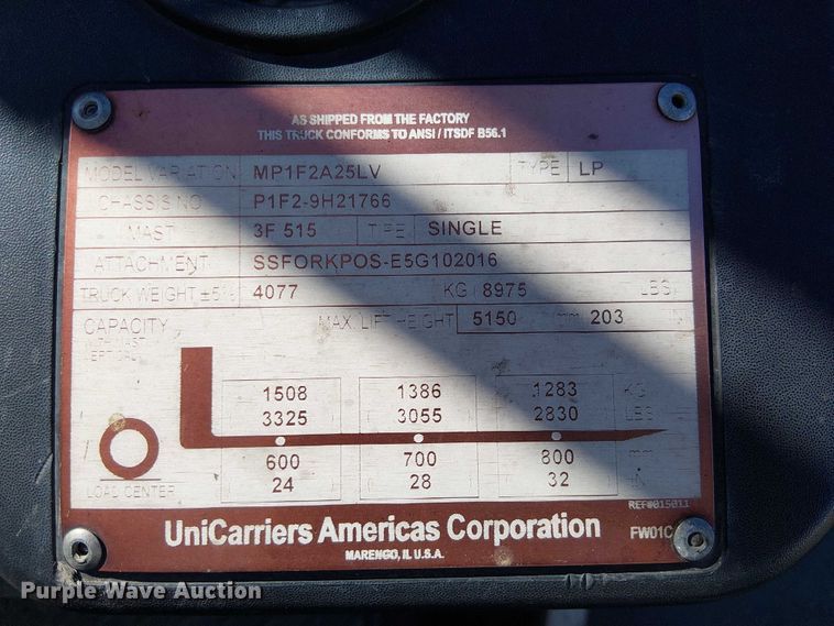 image for item EU2590 2016 UniCarriers PF50 forklift