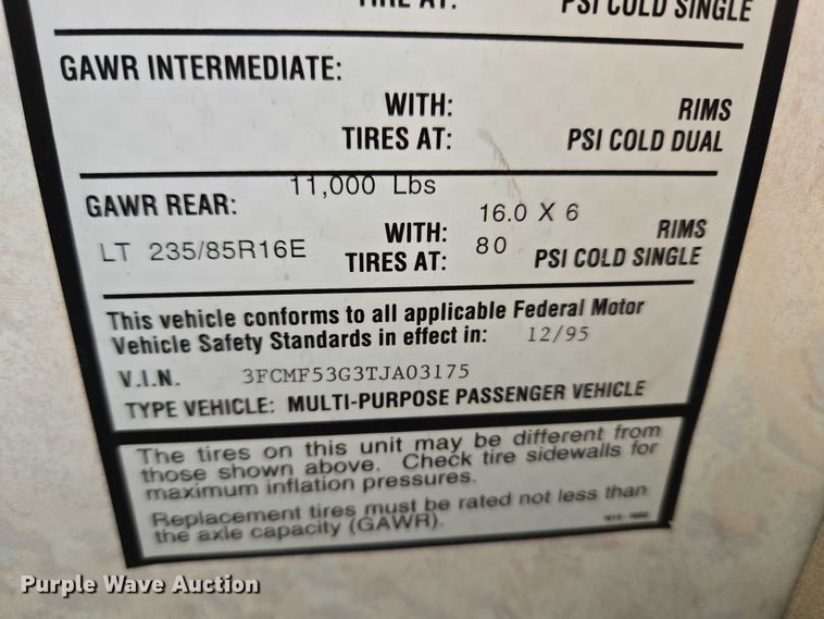 image for item EU3903 1996 Fleetwood Bounder RV