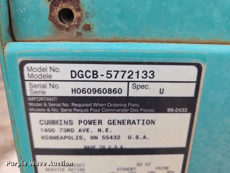 image for item EU3950 Cummins DGCB-5772133 generator