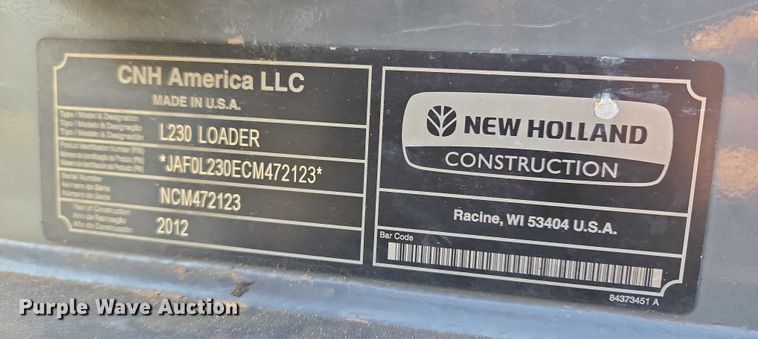 image for item EU3960 2012 New Holland L230 skid steer loader