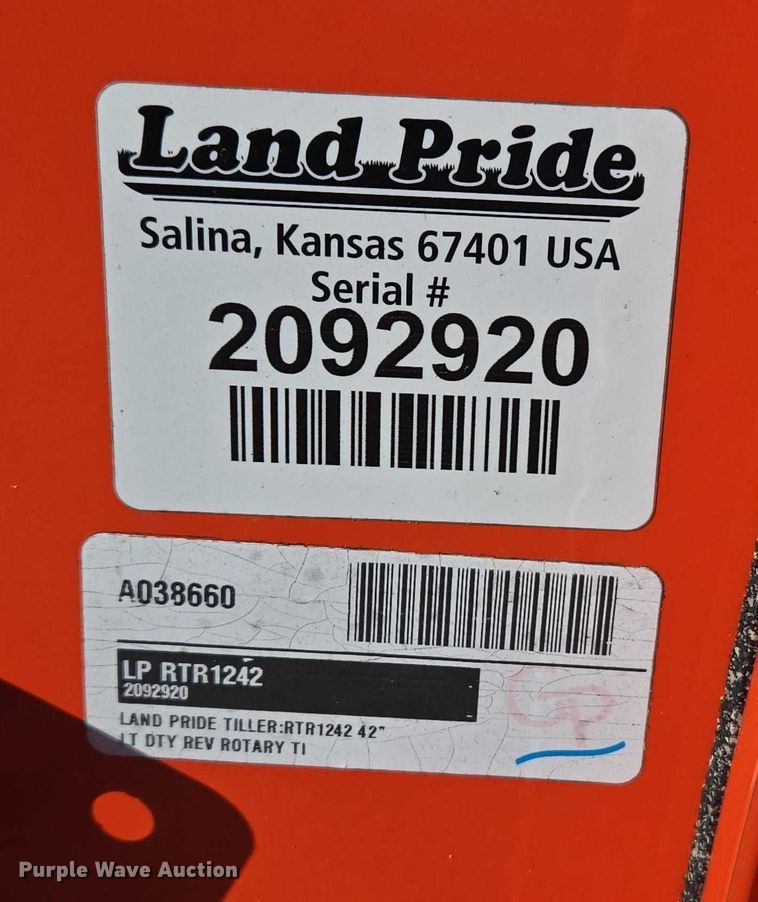 image for item EU3970 Land Pride RTR1242 tiller