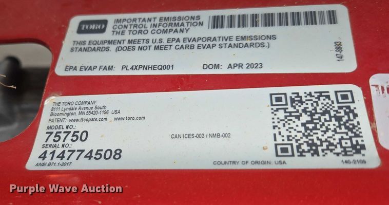 image for item EU3975 Toro 75750 ZTR lawn mower