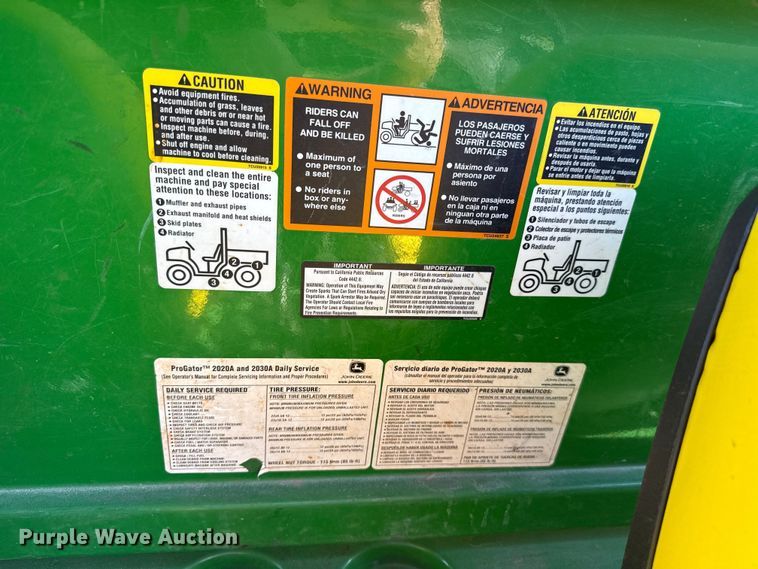 image for item EU5090 2016 John Deere ProGator 2030A utility vehicle