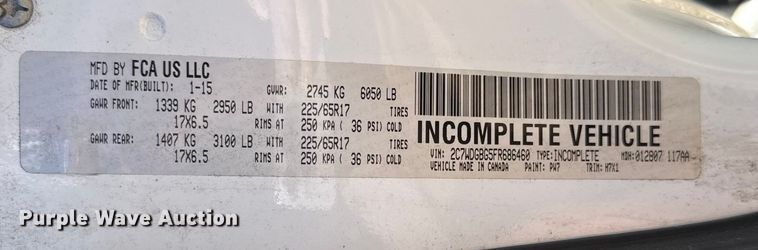 image for item EU5145 2015 Dodge Grand Caravan handicap accessible van