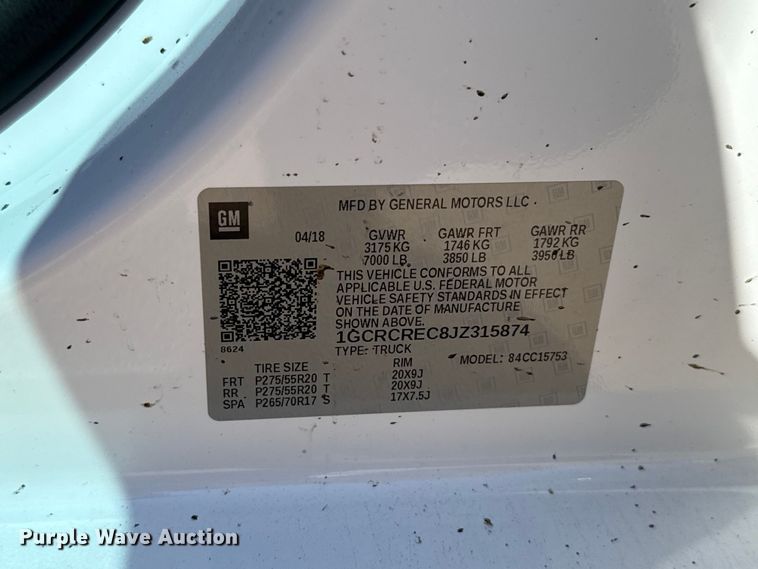 image for item EU5146 2018 Chevrolet Silverado 1500 Double Cab pickup truck