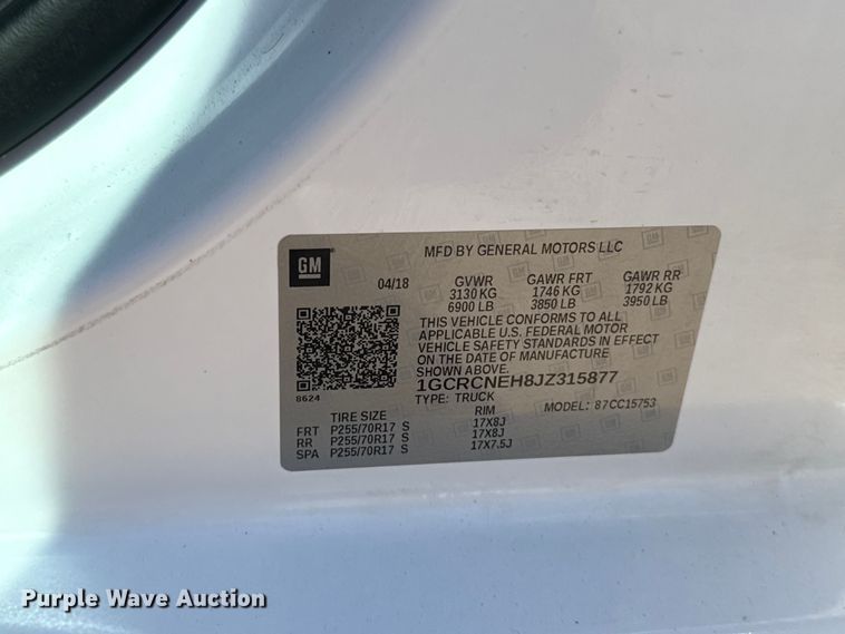 image for item EU5147 2018 Chevrolet Silverado 1500 Double Cab pickup truck