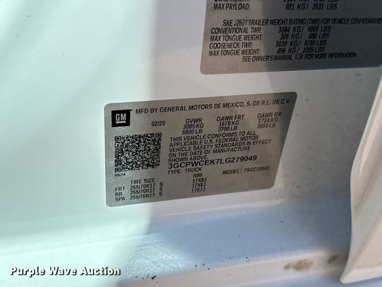 image for item EU5148 2020 Chevrolet Silverado 1500 LT Crew Cab pickup truck