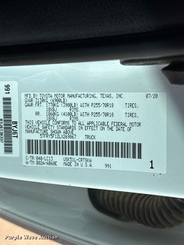 image for item EU5149 2020 Toyota Tundra Double Cab pickup truck