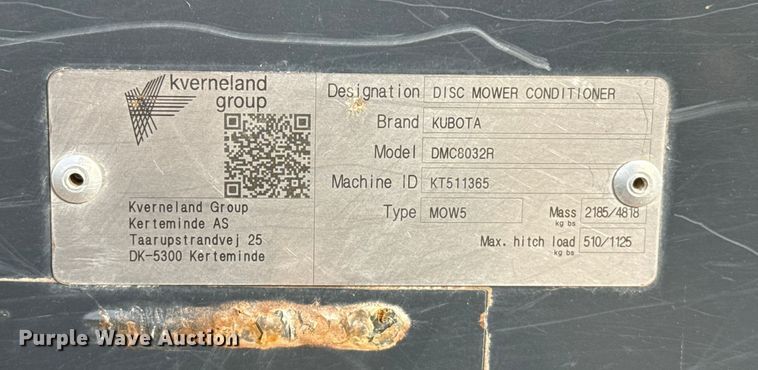 image for item EU5283 Kubota DMC8032R swather / windrower