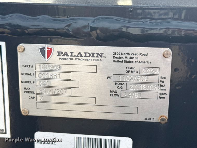 image for item EU5285 2024 Paladin 640 skid steer trencher