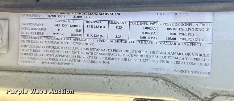 image for item EU6137 2006 Freightliner FC80 street sweeper truck