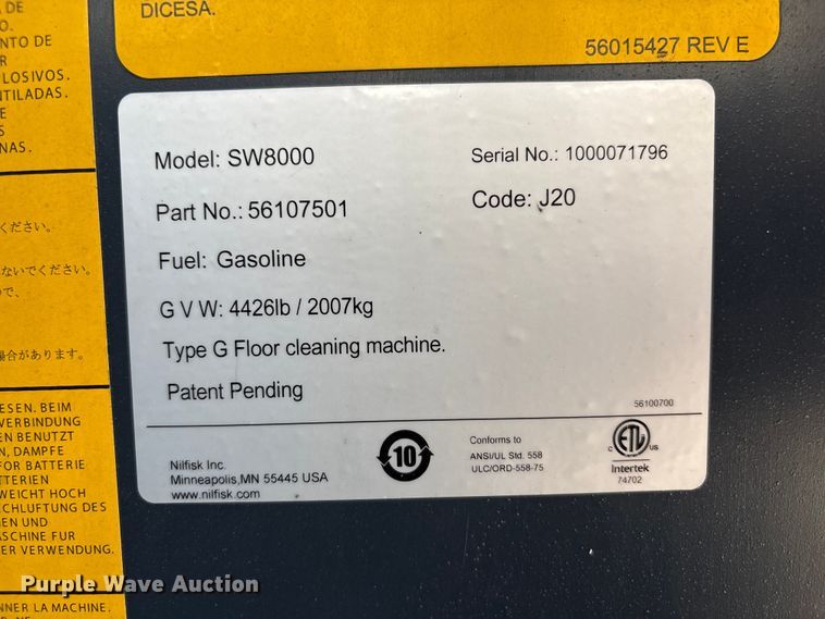 image for item EU7052 Advance SW8000 sweeper