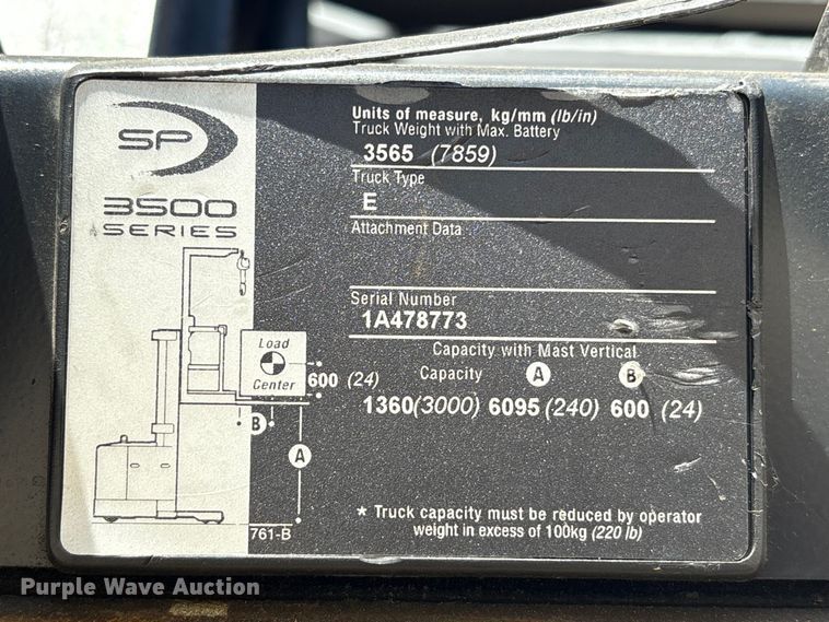 image for item EU7054 2016 Crown SP3520-30 order picker