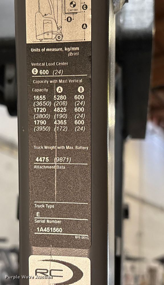 image for item EU8522 2016 Crown RC5545-40 forklift