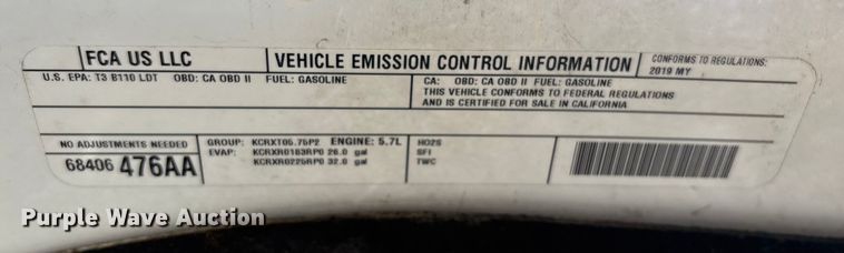 image for item EV2504 2019 RAM 1500 Crew Cab pickup truck