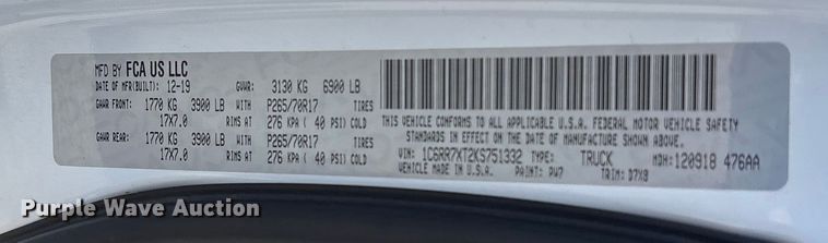 image for item EV2504 2019 RAM 1500 Crew Cab pickup truck