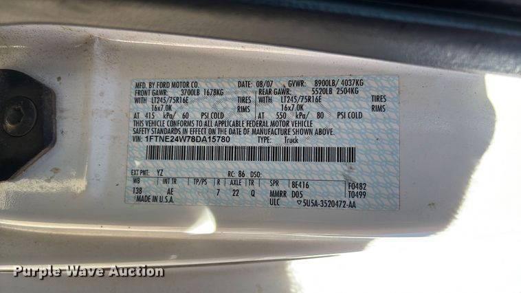 image for item EV3198 2008 Ford E250 van