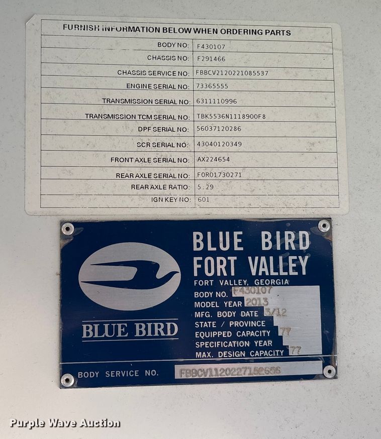 image for item EV3199 2013 Blue Bird school bus
