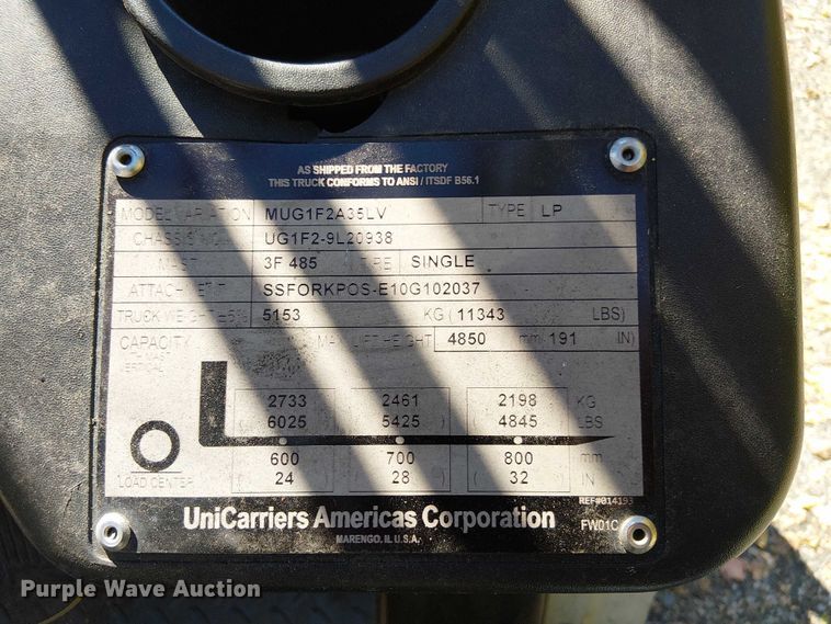 image for item EV4375 2016 UniCarriers PF70 forklift