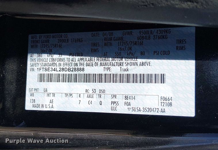 image for item EV5369 2008 Ford E350 van