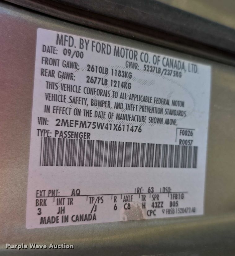 image for item FI0575 2001 Mercury  Grand Marquis LS 