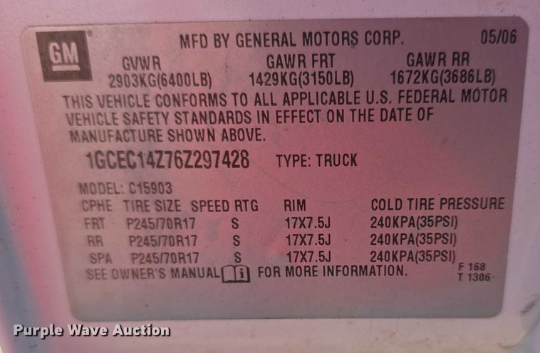 image for item FI0577 2006 Chevrolet Silverado 1500 pickup truck