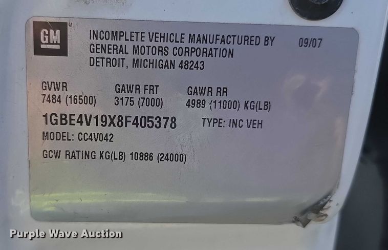 image for item FI0592 2008 Chevrolet C4500 ambulance