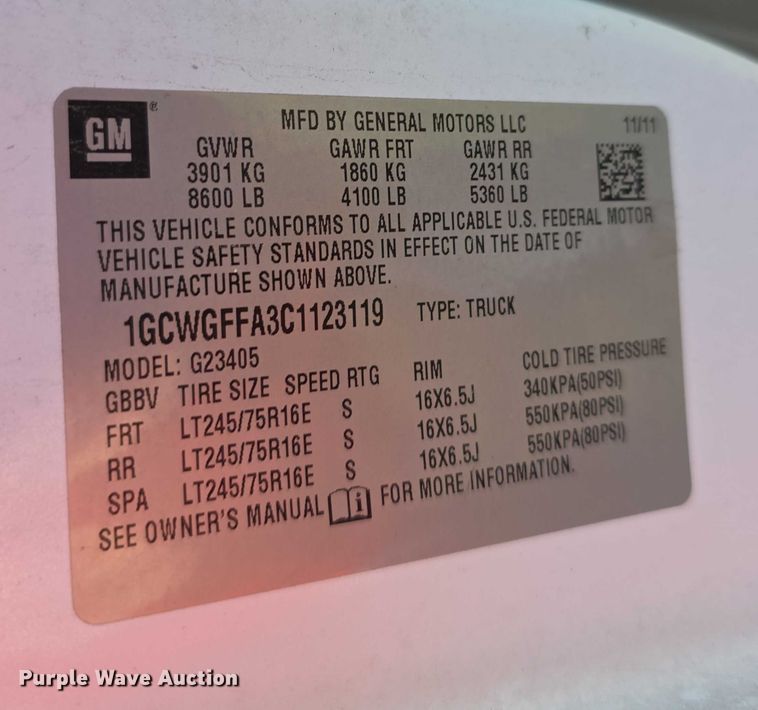 image for item FI0615 2012 Chevrolet Express 2500 van