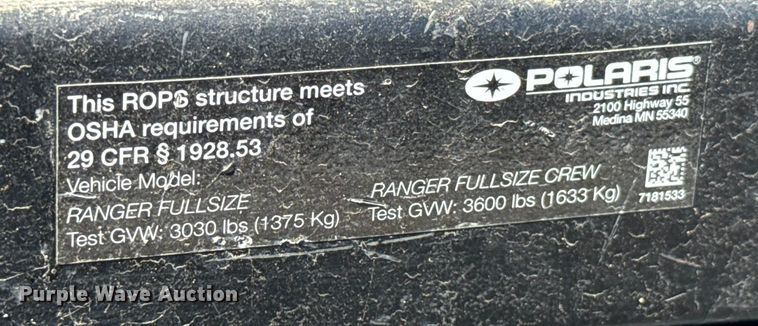 image for item GH9421 2016 Polaris Ranger 570 utility vehicle