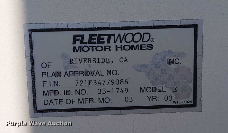 image for item NU9730 2003 Fleetwood Motor Homes Southwind RV