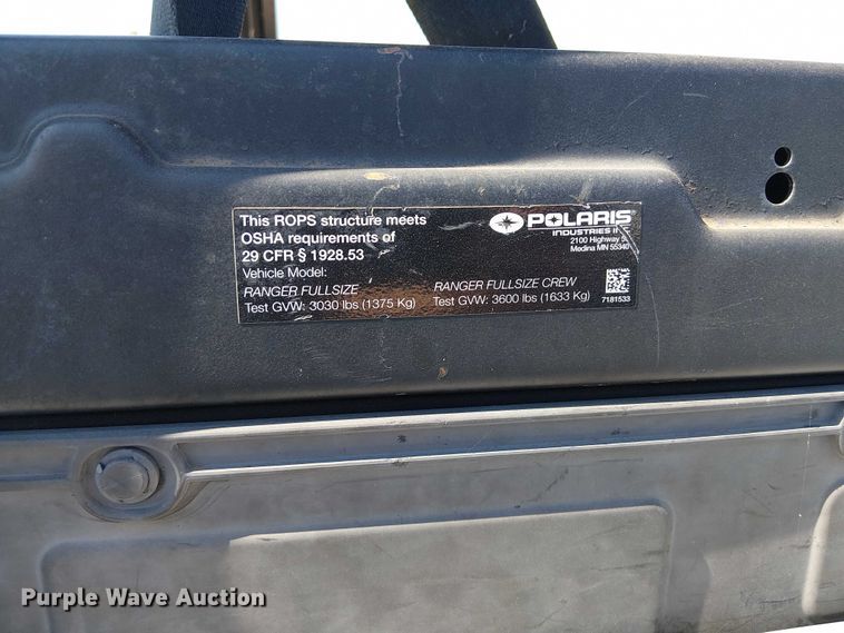 image for item NU9746 2016 Polaris Ranger XO utility vehicle