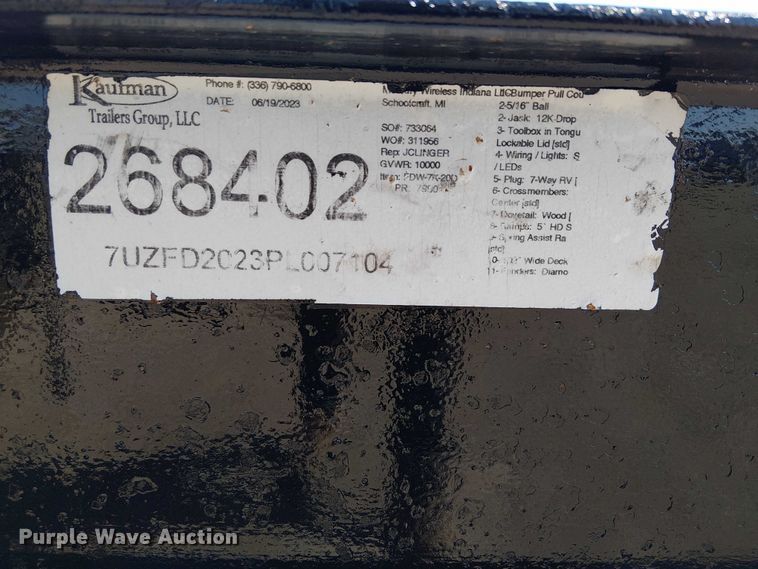 image for item NU9763 2023 Kaufman equipment trailer