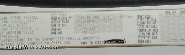 image for item NU9768 2012 Freightliner Business Class M2 utility / service truck