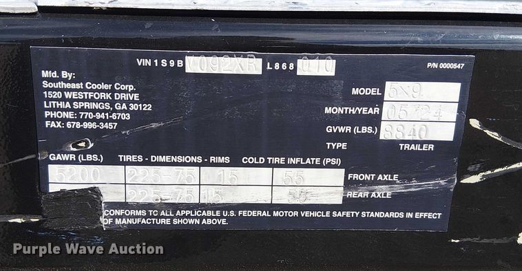 image for item NU9776 2024 Southwest Cooler Corp. freezer trailer