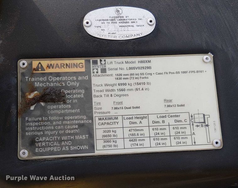 image for item NU9789 2004 Hyster H80XM forklift