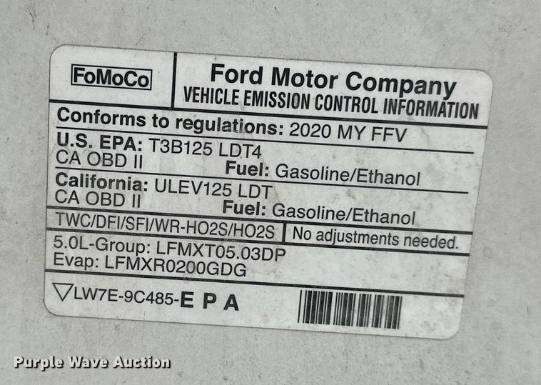 image for item OJ9931 2020 Ford F150 STX SuperCrew pickup truck